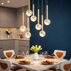 Lampadari Moderni-Ondaluce aura lampadario sospensione 7 luci vetro oro led 3000k dimmerabile