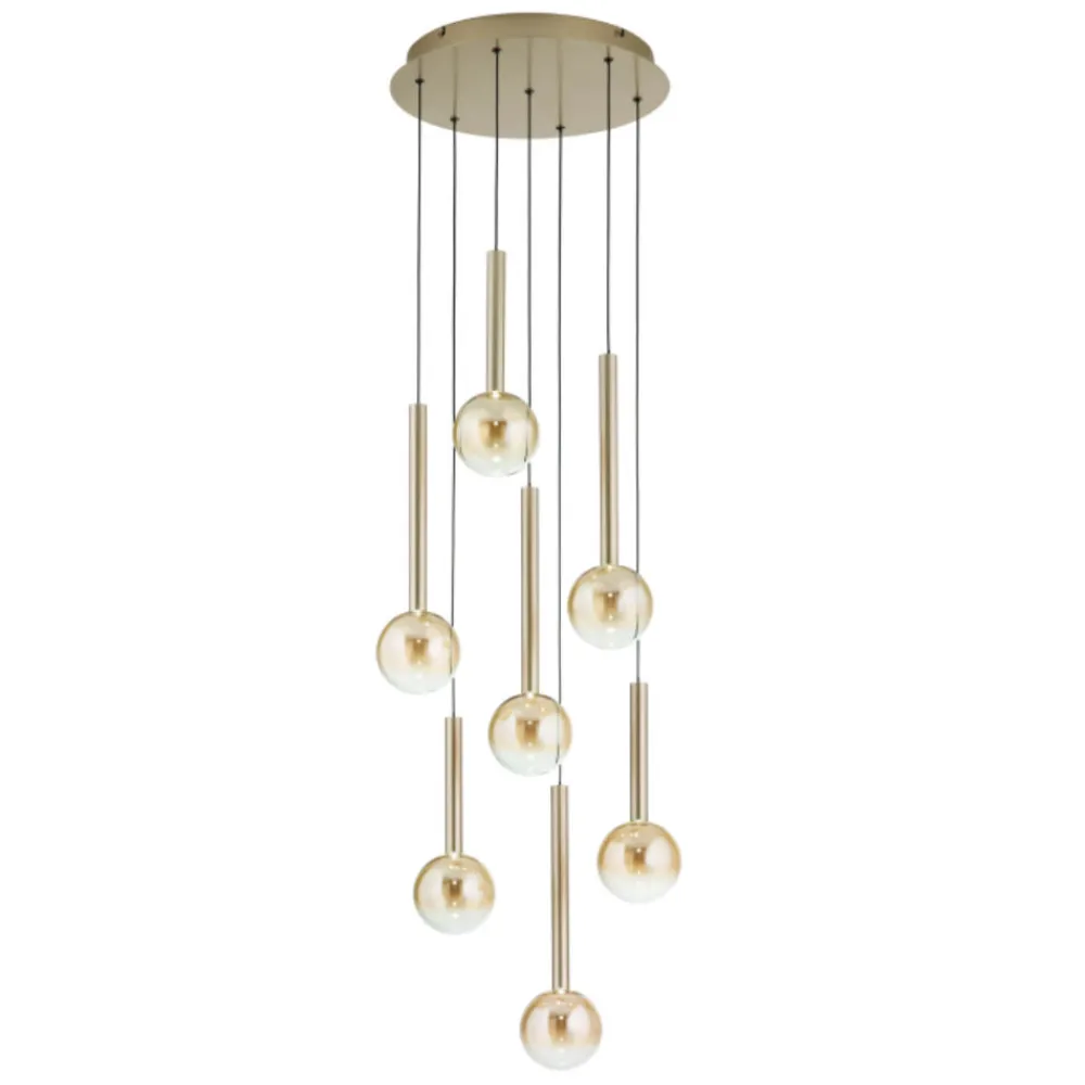 Lampadari Moderni-Ondaluce aura lampadario sospensione 7 luci vetro oro led 3000k dimmerabile