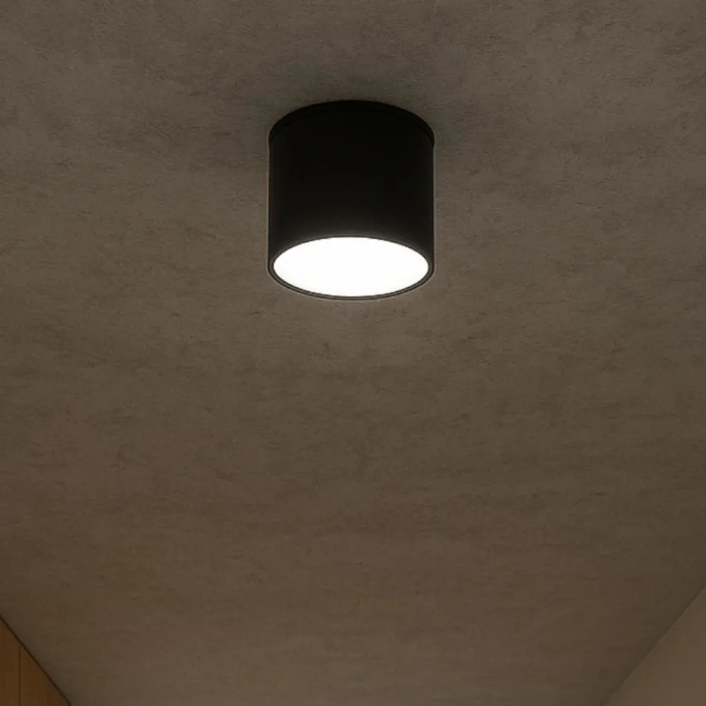 Faretti Da Soffitto-Ondaluce boiler faretto nero tondo led cct 3000k 4000k dimmerabile