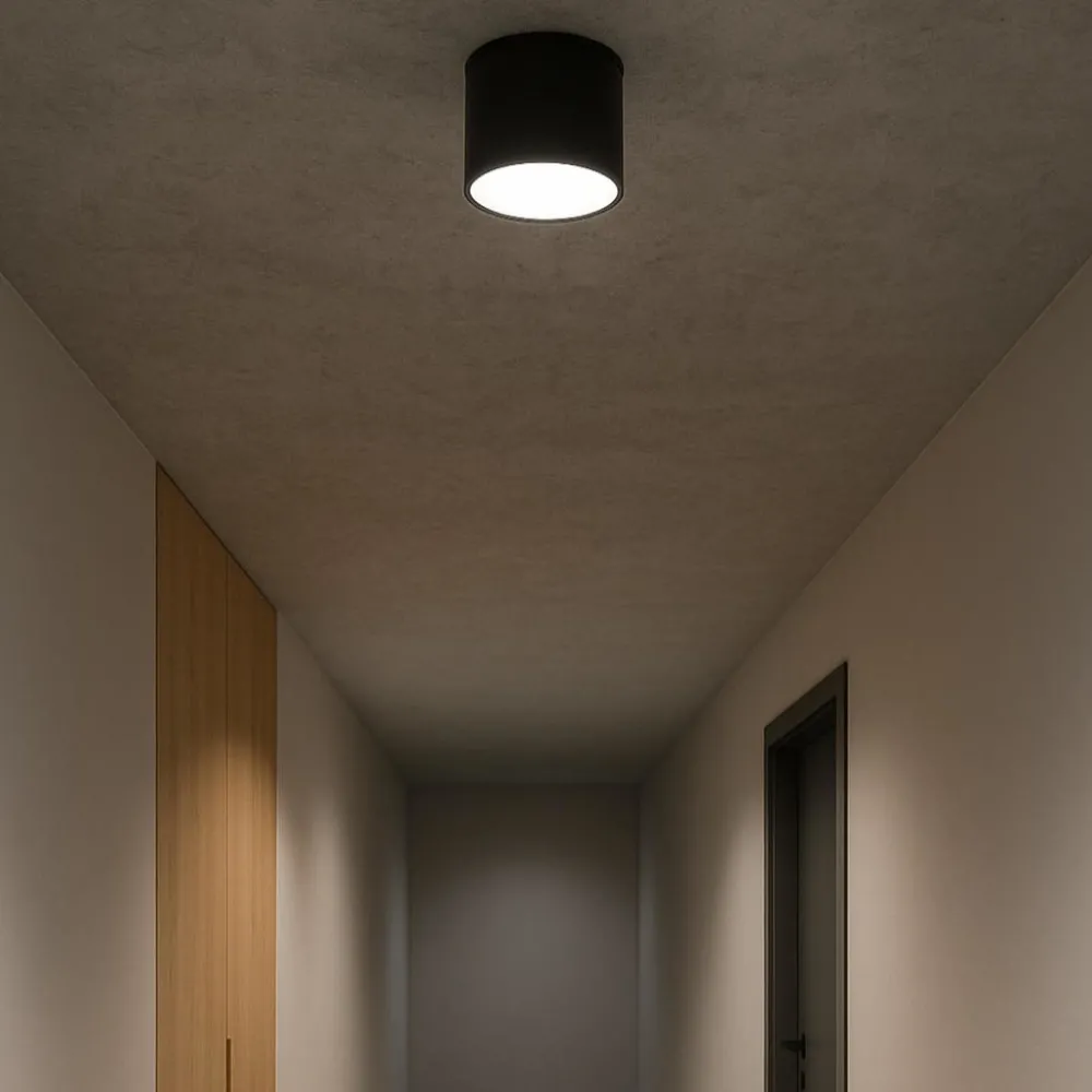Faretti Da Soffitto-Ondaluce boiler faretto nero tondo led cct 3000k 4000k dimmerabile