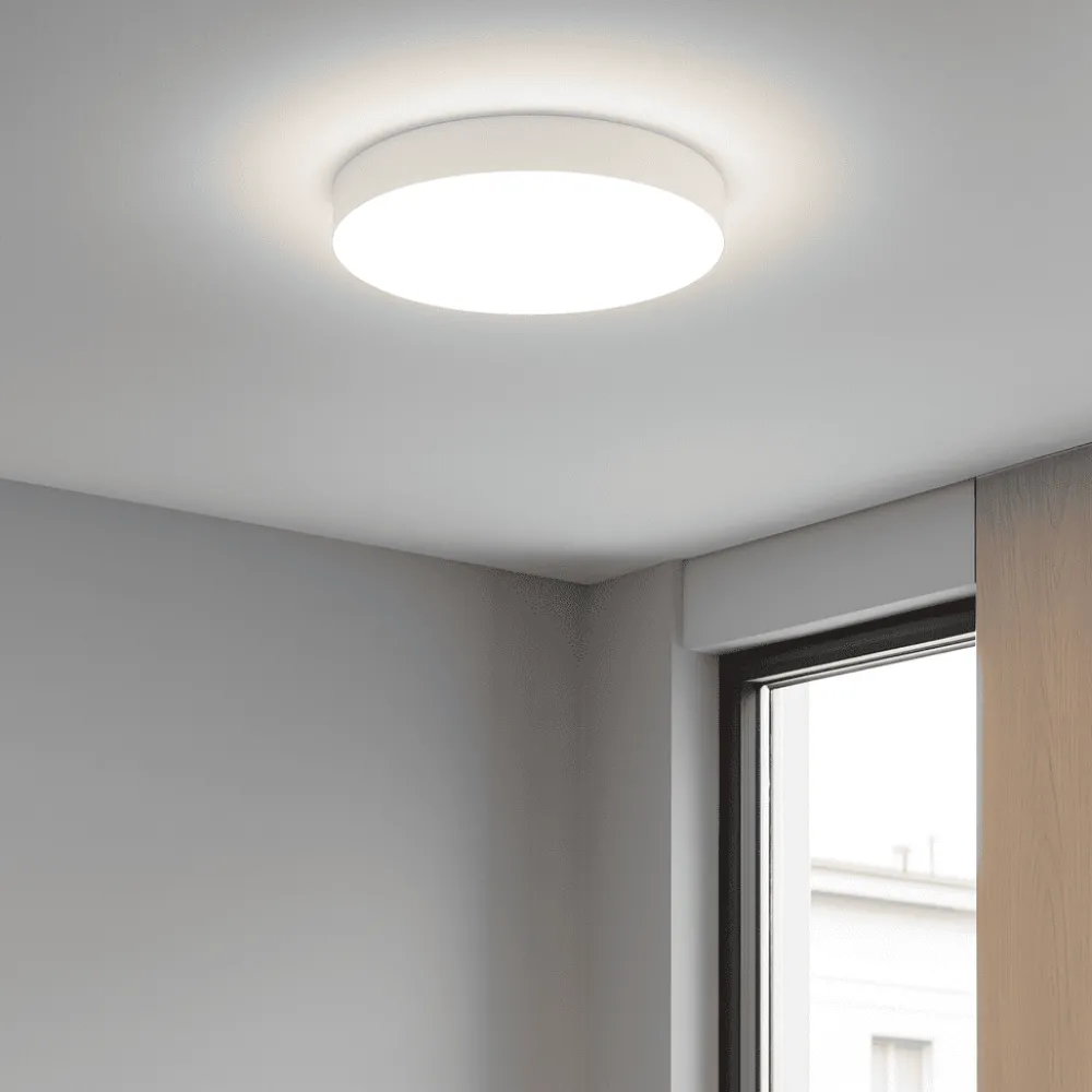 Plafoniere Moderne-Ondaluce boiler plafoniera rotonda 22cm bianca led 20w cct 3000k 4000k moderna