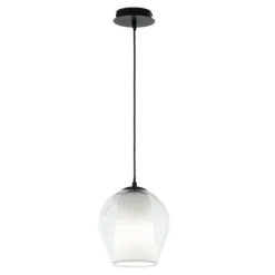 Lampade A Sospensione-Ondaluce bonnie so 1 lampada sospensione vetro trasparente base nero