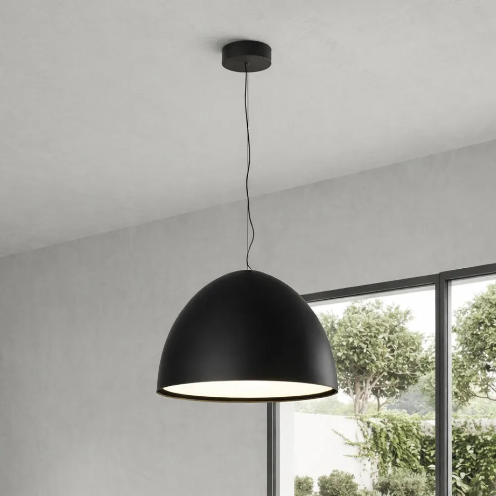 Lampadari Cucina-Ondaluce cupola nero lampadario da cucina moderna led 50w 3000k