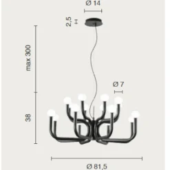 Lampadari Moderni-Ondaluce derby grande lampadario contemporaneo nero sfere vetro bianco