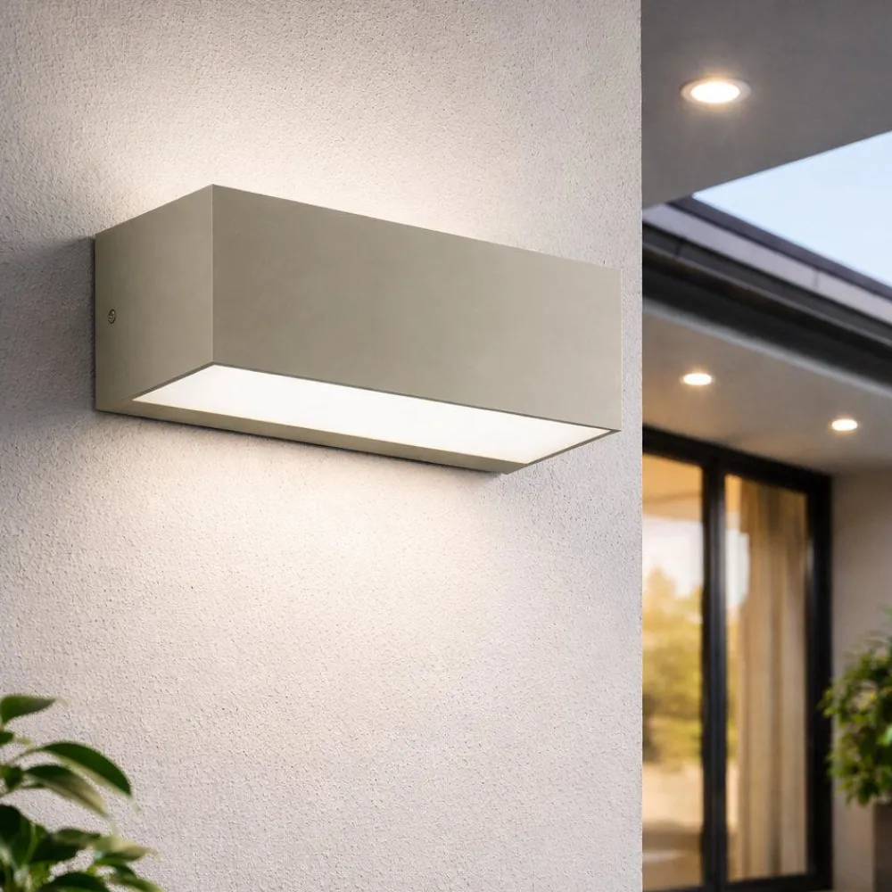 Applique Da Esterno-Ondaluce falco applique grigia per esterni rettangolare led 3000k biemissione ip65
