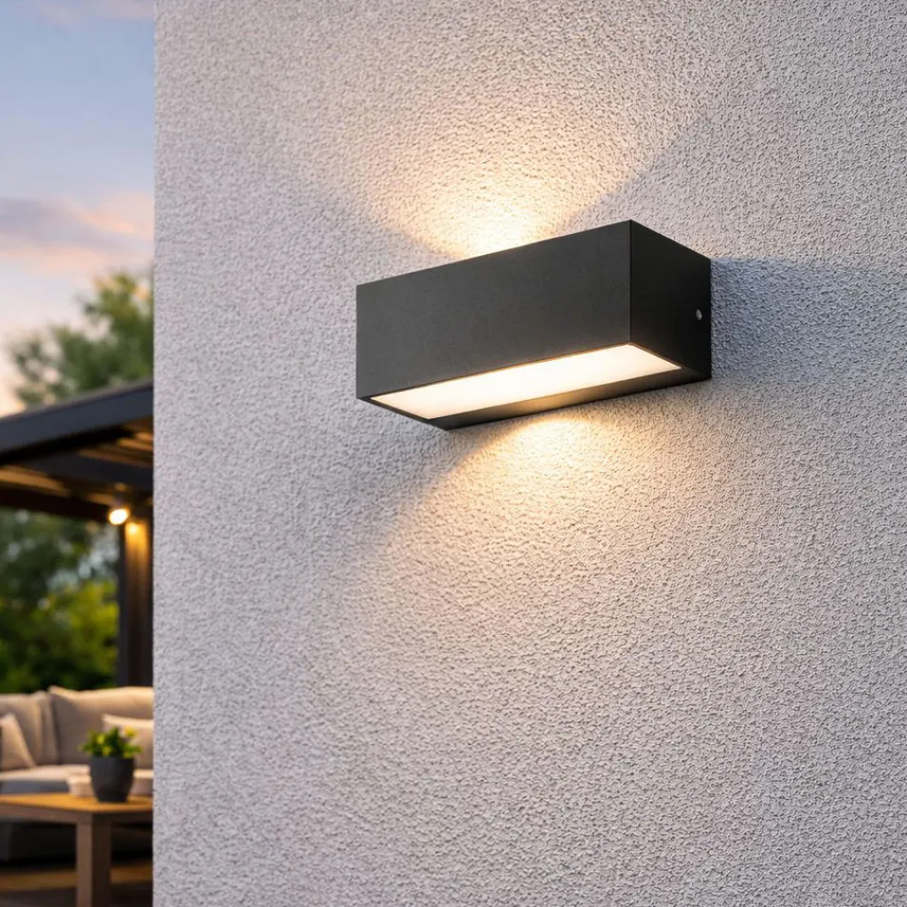 Applique Da Esterno-Ondaluce falco applique nera da esterno led 12w 3000k ip65