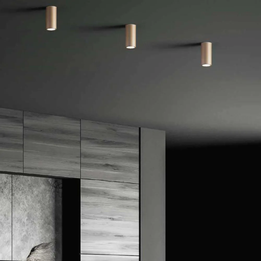 Faretti Da Soffitto-Ondaluce filo faretto led a soffitto moderno cilindro oro