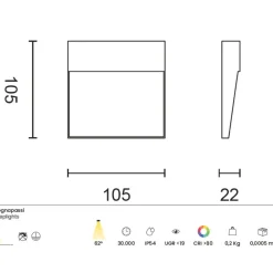 Segnapasso Led-Ondaluce Onda luce free square segnapasso da esterno antracite led 3w 4000k ip54