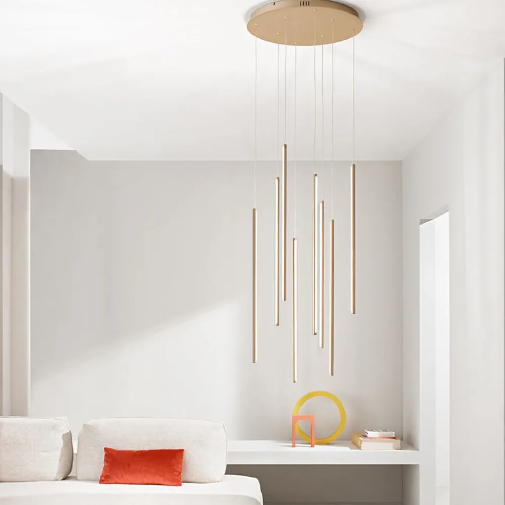 Lampadari Moderni-Ondaluce genius lampadario oro design moderno per soggiorno
