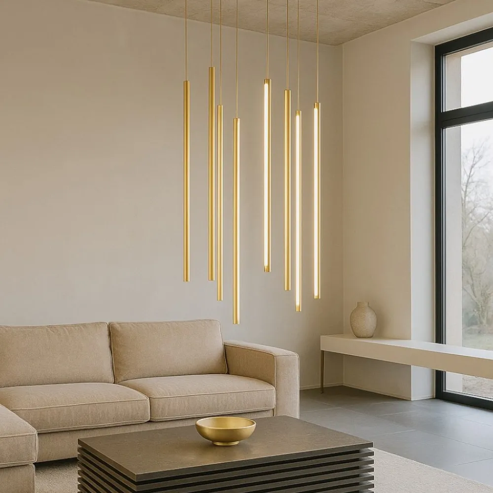 Lampadari Moderni-Ondaluce genius lampadario oro design moderno per soggiorno