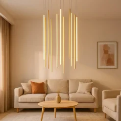 Lampadari Moderni-Ondaluce genius lampadario oro design moderno per soggiorno