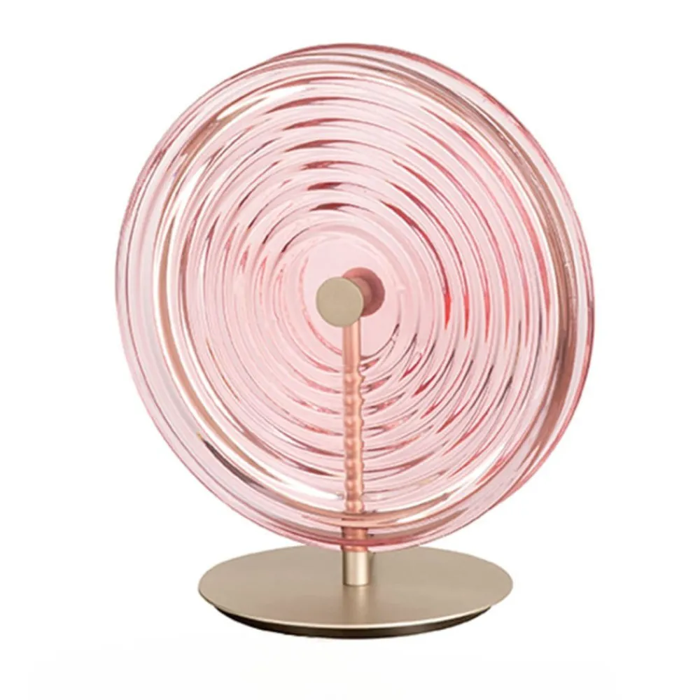 Abat Jour-Ondaluce jokey abat-jour da comodino tonda vetro rosa led 3000k