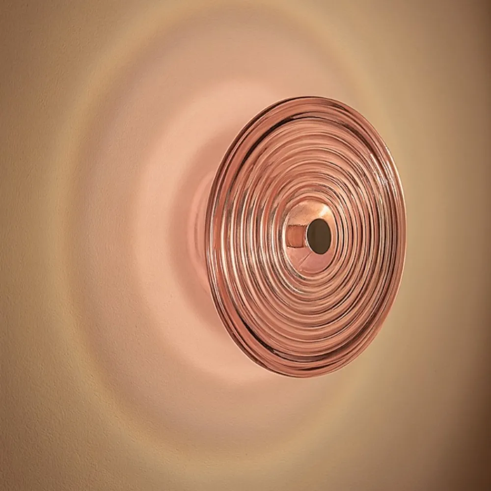 Applique Da Parete-Ondaluce jokey applique rotonda in vetro rosa led 3000k per interni