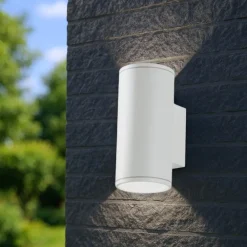 Applique Da Esterno-Ondaluce jubo applique da esterno cilindro bianco biemissione ip54