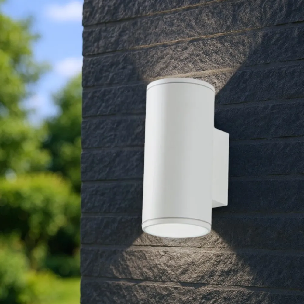 Applique Da Esterno-Ondaluce jubo applique da esterno cilindro bianco biemissione ip54