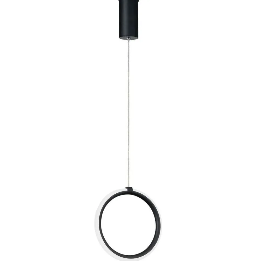 Lampade A Sospensione-Ondaluce lampada a sospensione pinta nera cerchio led 3000k dimmerabile