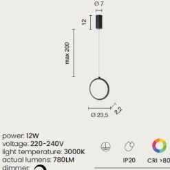 Lampade A Sospensione-Ondaluce lampada a sospensione pinta anello led oro 12w 3000k dimmerabile