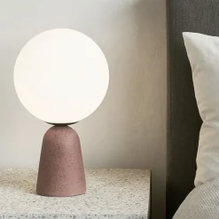 Abat Jour-Ondaluce lampada da comodino abat-jour cemento rosso vetro bianco moderna