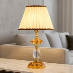 Lampade Da Tavolo-Ondaluce lampada da tavolo classica in vetro cristallo ambra