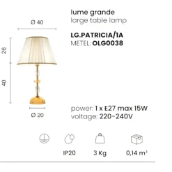 Lampade Da Tavolo-Ondaluce lampada da tavolo per salone classica vetro cristallo ambra