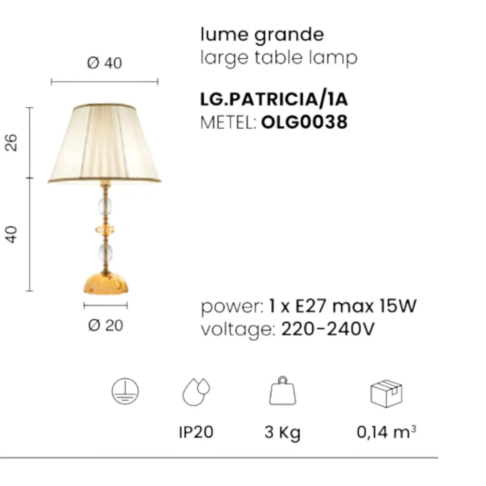 Lampade Da Tavolo-Ondaluce lampada da tavolo per salone classica vetro cristallo ambra