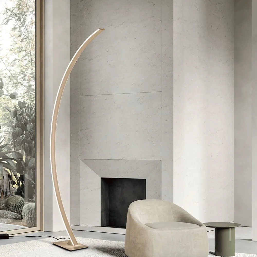 Lampade Da Terra-Ondaluce lampada da terra ad arco tenua oro led 54w 3000k dimmerabile