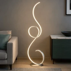 Lampade Da Terra-Ondaluce lampada da terra moderna pt flok led 44w 3000k silver ondulata