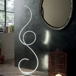 Lampade Da Terra-Ondaluce lampada da terra moderna pt flok led 44w 3000k silver ondulata