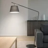 Lampade Da Terra-Ondaluce lampada da terra piantana ad arco nera paralume tessuto