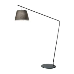 Lampade Da Terra-Ondaluce lampada da terra piantana ad arco nera paralume tessuto