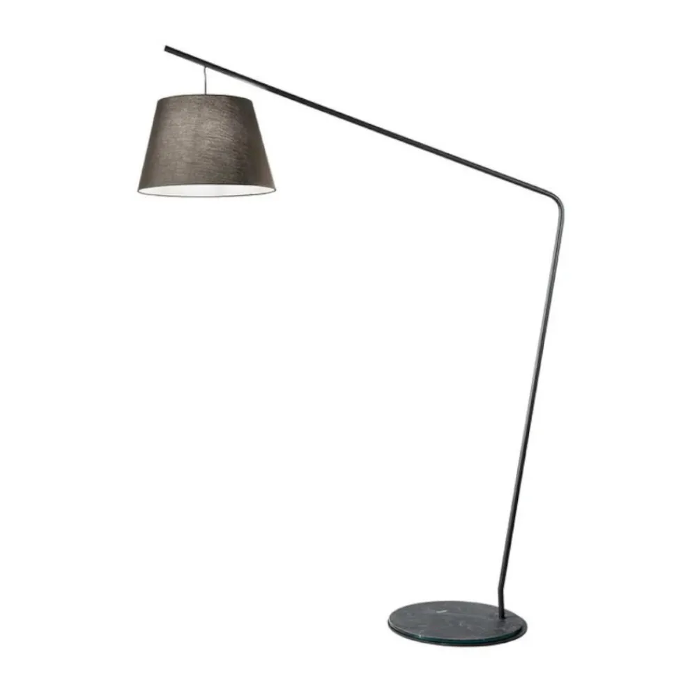 Lampade Da Terra-Ondaluce lampada da terra piantana ad arco nera paralume tessuto