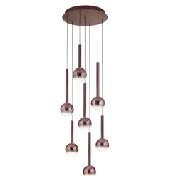 Lampadari Moderni-Ondaluce lampadario a sospensione aura 7 luci vetro marrone led 3000k dimmerabile