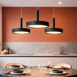 Lampadari Cucina-Ondaluce lampadario da cucina nina 3 luci nere led 24w 3000k dimmerabile