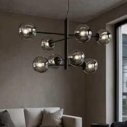 Lampadari Moderni-Ondaluce lampadario moderno so eliseo 8 luci nero per soggiorno