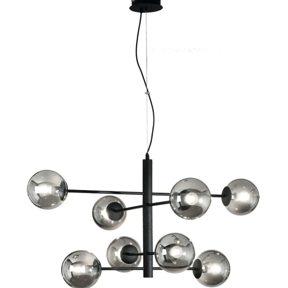 Lampadari Moderni-Ondaluce lampadario moderno so eliseo 8 luci nero per soggiorno
