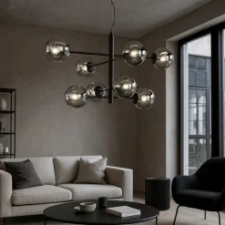 Lampadari Moderni-Ondaluce lampadario moderno so eliseo 8 luci nero per soggiorno