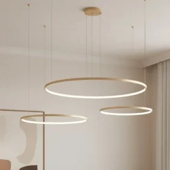 Lampadari Moderni-Ondaluce lampadario moderno soel so 3 oro cerchi led