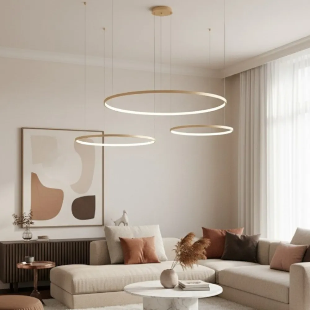 Lampadari Moderni-Ondaluce lampadario moderno soel so 3 oro cerchi led