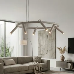 Lampadari Moderni-Ondaluce lampadario moderno teddy 6 luci orientabili tortora led 3000k dimmerabile