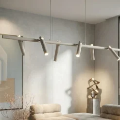Lampadari Moderni-Ondaluce lampadario moderno a sospensione teddy 6 luci orientabili tortora led 3000k dimmerabile