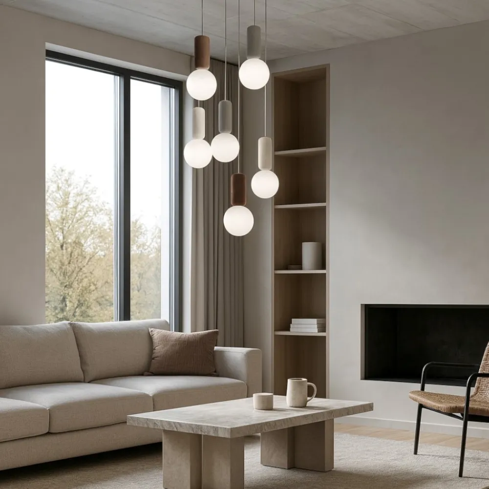 Lampadari Moderni-Ondaluce lampadario rock 6 luci cemento colorato per soggiorno