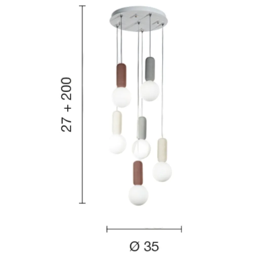Lampadari Moderni-Ondaluce lampadario rock 6 luci cemento colorato per soggiorno