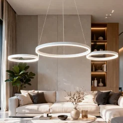 Lampadari Moderni-Ondaluce lampadario sabe bianco 3 anelli led orientabili 3000k dimmerabile