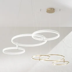 Lampadari Moderni-Ondaluce lampadario sabe bianco 3 anelli led orientabili 3000k dimmerabile