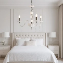 Lampadario Camera Da Letto-Ondaluce lampadario stanza da letto classico vetro cristallo bianco tre luci