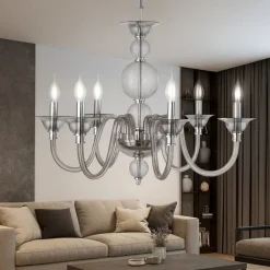 Lampadari Moderni-Ondaluce lampadario tebe 6 luci vetro fume