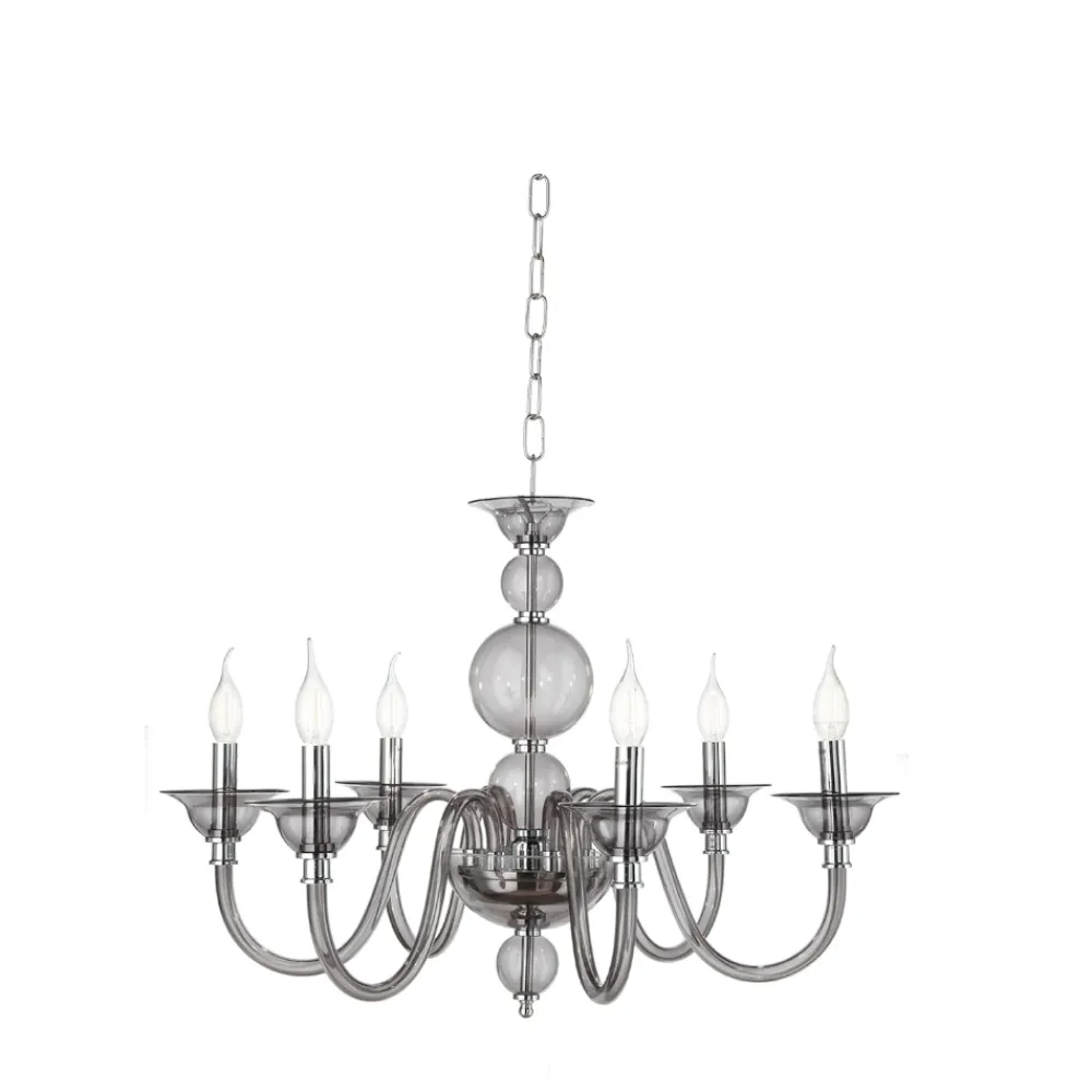 Lampadari Moderni-Ondaluce lampadario tebe 6 luci vetro fume