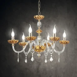 Lampadari Moderni-Ondaluce lampadario vetro cristallo ambrato