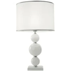 Lampade Da Tavolo-Ondaluce lg tebe lampada da tavolo classica vetro bianco paralume tessuto