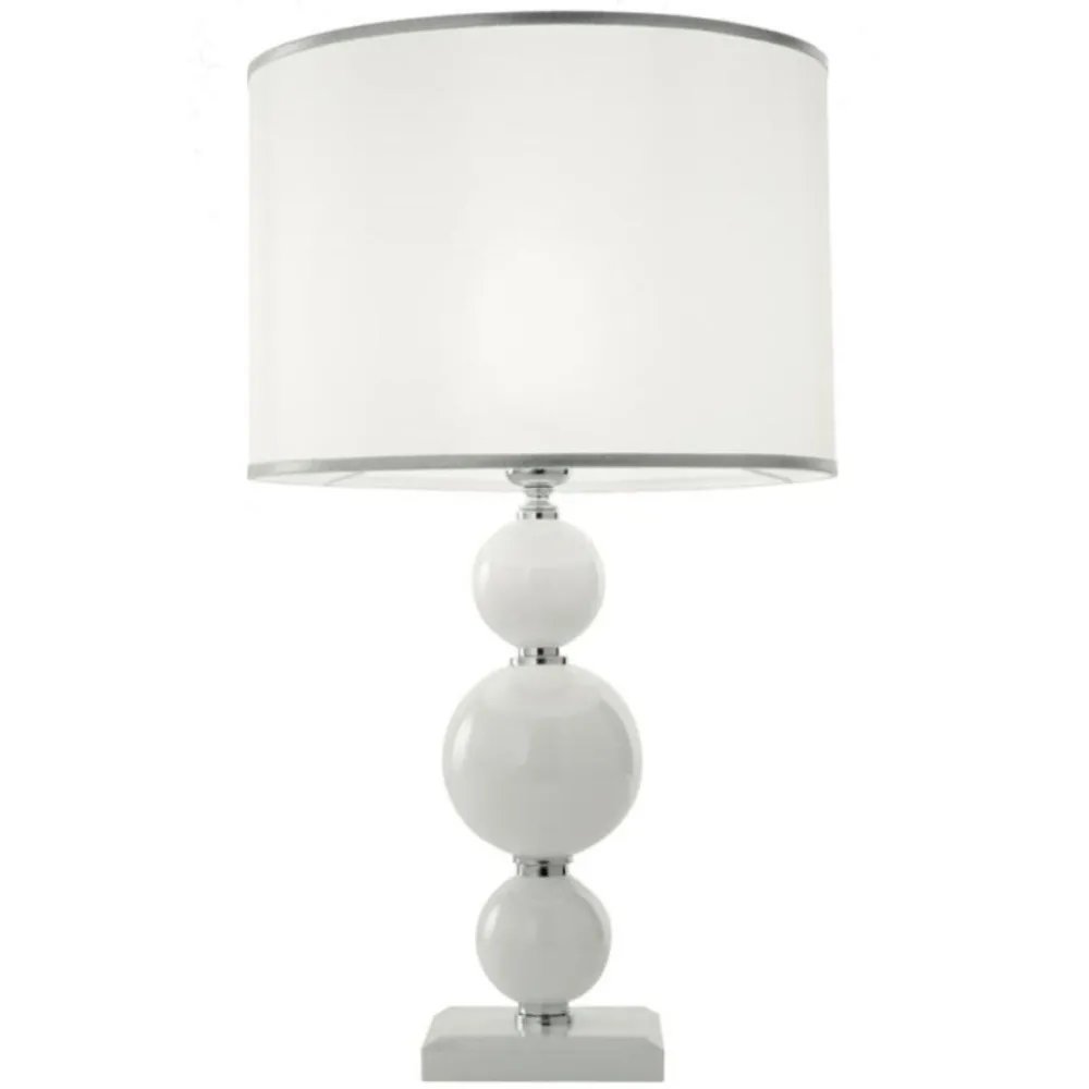 Lampade Da Tavolo-Ondaluce lg tebe lampada da tavolo classica vetro bianco paralume tessuto